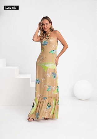 Vestido Longo Estampa Verde Esperança