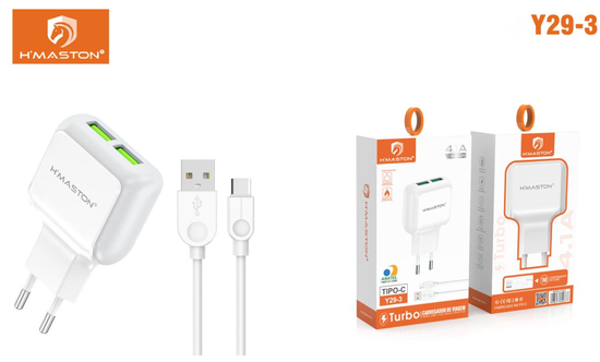Carregador Turbo 5.1A Tipo C H’maston Y24-3