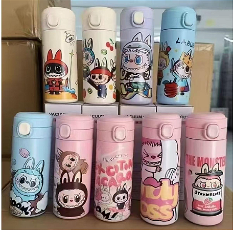 Copo Garrafinha Labubu Térmico 420ml Colorido