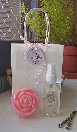 Kit 10 Aromatizador Spray 60 ml+ Vela Rosa + Sacola com Tag personalizado