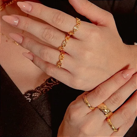 ANEL LUXURY AJUSTAVÉL BANHADO A OURO 18K