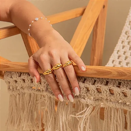 ANEL CROISSANT 10MM BANHADO A OURO 18K