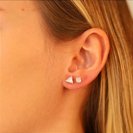 KIT BRINCO PONTO DE LUZ, QUADRADO E TRIANGULO BANHADO A OURO 18K