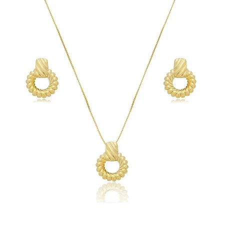 CONJUNTO JOLIE BANHADO A OURO 18K