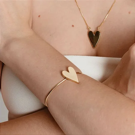 BRACELETE CORAÇÃO AMOUR BANHADO A OURO 18K