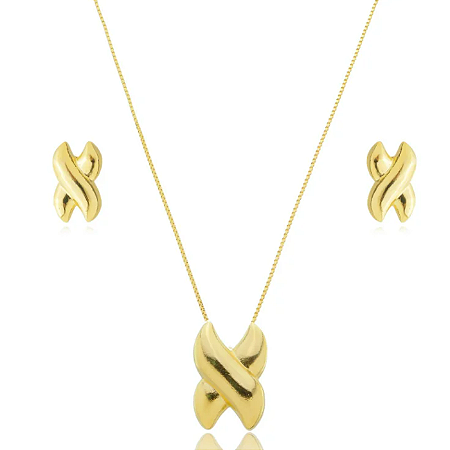 CORDÃO ENLACE X BANHADO A OURO 18K