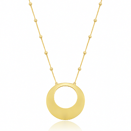 CORDÃO LUA ESFERA VAZADO BANHADO A OURO 18K