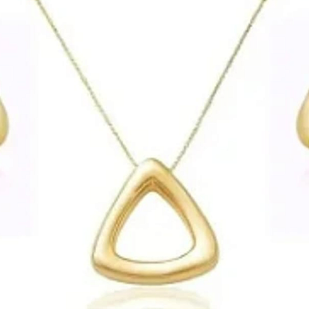 CORDÃO ONDAS TRIANGULAR BANHADO A OURO 18K