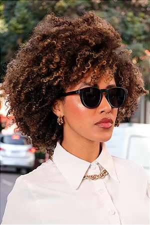 Óculos de Sol Charles Preto Fosco c/ Marrom Casco (Unissex)