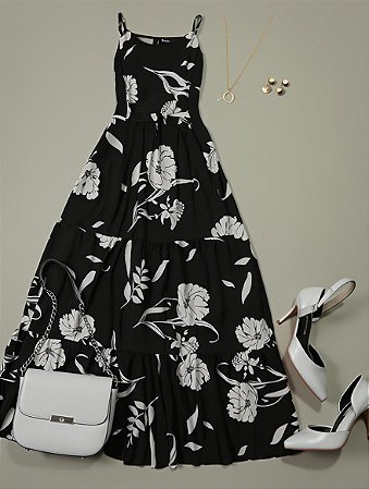 Vestido Longo Floral Elegante