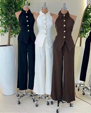 Conjunto Elegante Alfaiataria Feminino