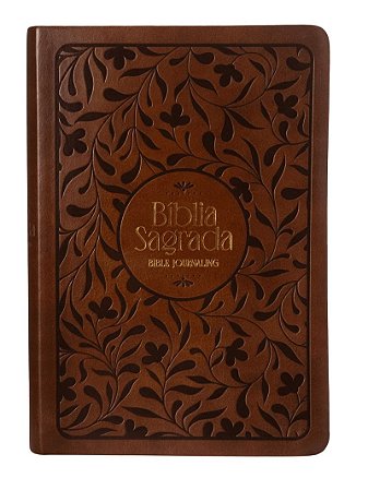 Bíblia NVI Bible Journaling, Letra tradicional, Fonte Leitura Perfeita, com espaço para anotações, Capa luxo Marrom com baixo relevo, Falei com Amor
