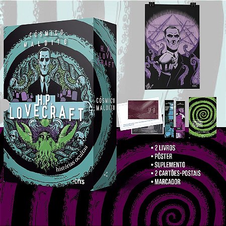 Box Cósmico maldito: Histórias ocultas de H.P. Lovecraft: (pôster + marcador + suplemento + 2 cartões-postais)