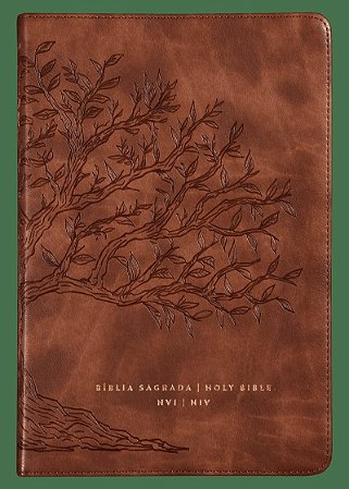 Bíblia Bilíngue NVI e NIV (português e inglês), Letra tradicional, Fonte Leitura Perfeita, Capa luxo Caramelo
