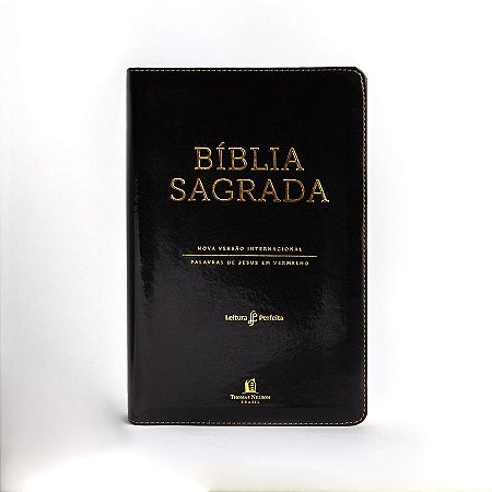 Bíblia NVI, Capa luxo preta, Letras de Jesus em vermelho, Índice de dedo, Leitura Perfeita