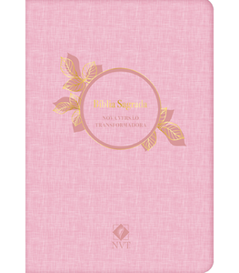 Bíblia NVT, Letra Tradicional, com comentários e notas de rodapé, Capa Couro ecológico Rosa