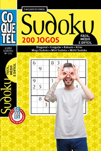 Livro coquetel sudoku 231 | 200 jogos: níveis fácil, médio e difícil