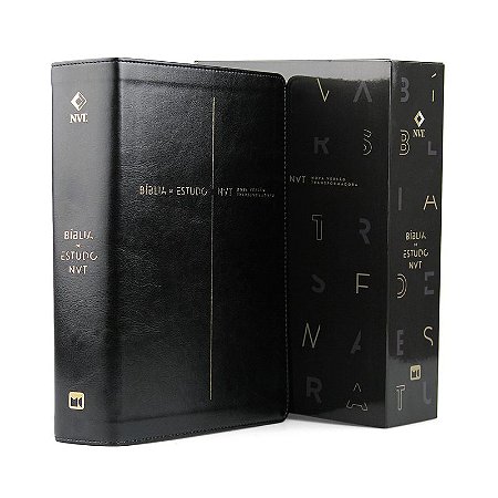 Bíblia de Estudo NVT, Letra Regular, Com Mapas, Dicionário e Concordância, Capa Luxo de Couro Preta: Capa Preta