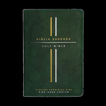 Bíblia Bilíngue ACF/KJV, Português/Inglês, Capa luxo verde, Leitura Perfeita