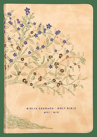 Bíblia Bilíngue NVI e NIV (português e inglês), Letra tradicional, Fonte Leitura Perfeita, Capa luxo Bege