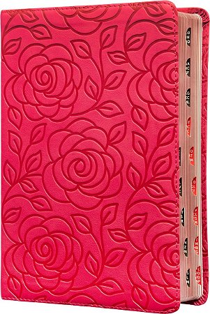 Bíblia Sagrada King James Clássica, Letra grande, Capa luxo, Primavera rosa, Palavras de Jesus em azul, Índice de dedo, Leitura Perfeita: Com introdução aos livros bíblicos