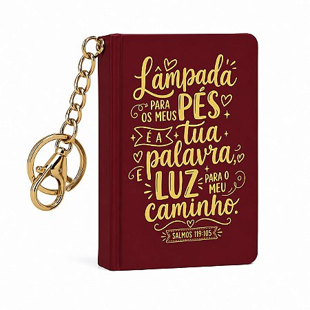Bíblia sagrada - Lâmpada para os meus pés - Livro com Chaveiro - Capa dura - Book Charm
