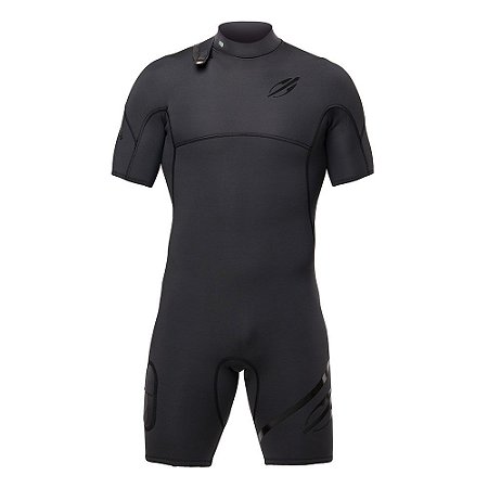 Short John Mormaii Manga Curta 1mm Masculino Flexxxa Pro Uv-Suit Surf Preto/Preto