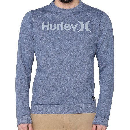 Moletom Hurley Careca O&O Solid Masculino Azul Mescla
