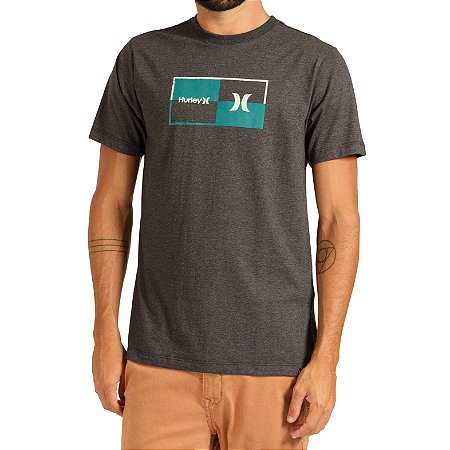 Camiseta Hurley Silk Geometric Masculina Preto Mescla