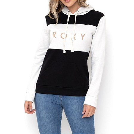 Moletom Roxy Fechado In My Mood Feminino Preto/Branco