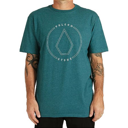 Camiseta Volcom Rimstone Masculina Verde Mescla