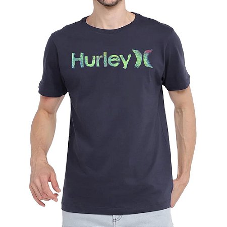 Camiseta Hurley Silk O&O Smoke Masculina Azul Marinho