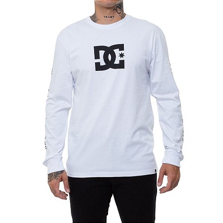 Camiseta DC Shoes Manga Longa Star Sleeve Masculina Branco