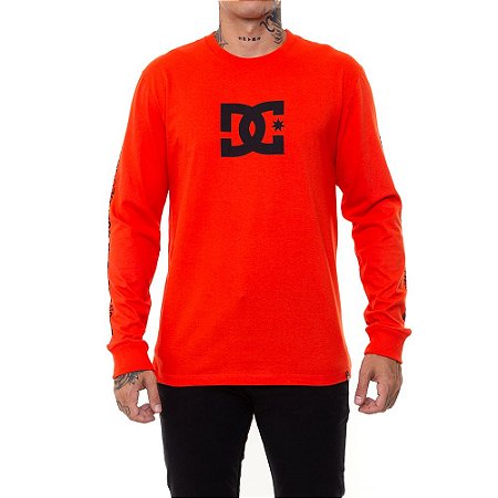 Camiseta DC Shoes Manga Longa Star Sleeve Masculina Vermelho