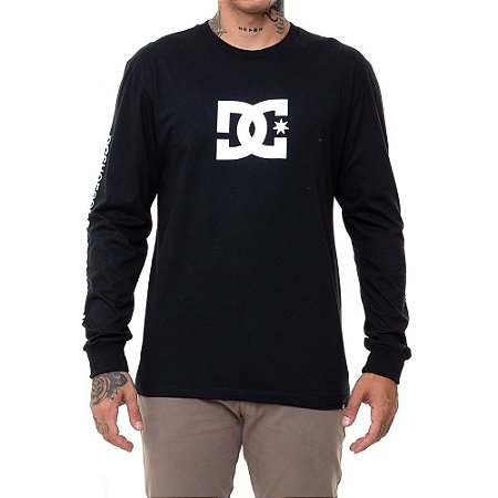 Camiseta DC Shoes Manga Longa Star Sleeve Masculina Preto