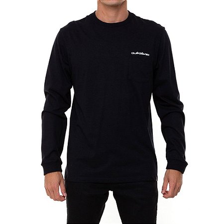 Camiseta Quiksilver Manga Longa Omni Pocket Masculina Preto