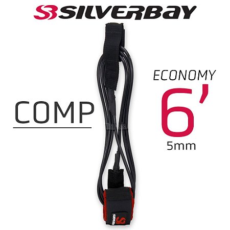Leash Silverbay Economy Comp 6' 5mm Preto/Vermelho
