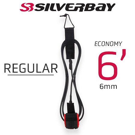 Leash Silverbay Economy Regular 6’ 6mm Preto/Vermelho