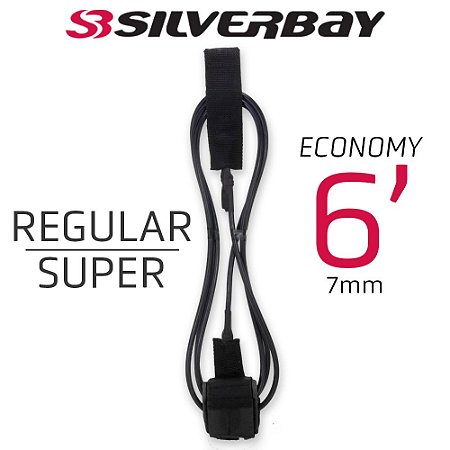 Leash Silverbay Economy Regular Super 6’ 7mm Preto/Preto
