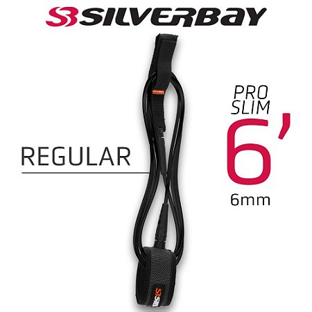 Leash Silverbay Pro Slim Regular 6' 6mm Preto