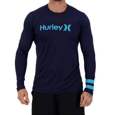 Camiseta Surf Hurley Manga Longa Block Party Azul Marinho