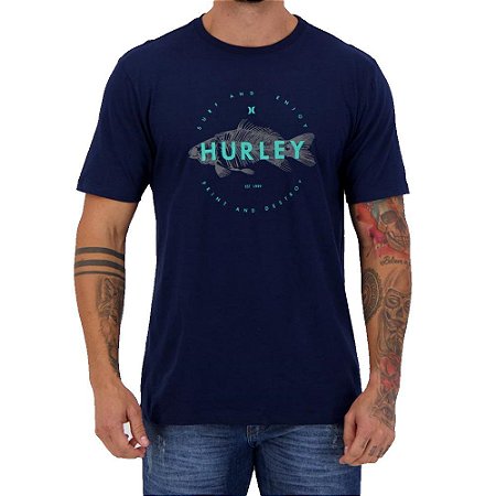 Camiseta Hurley Silk Fish Masculina Azul Marinho