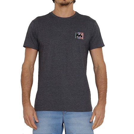 Camiseta Billabong Crayon Wave Masculina Cinza Escuro