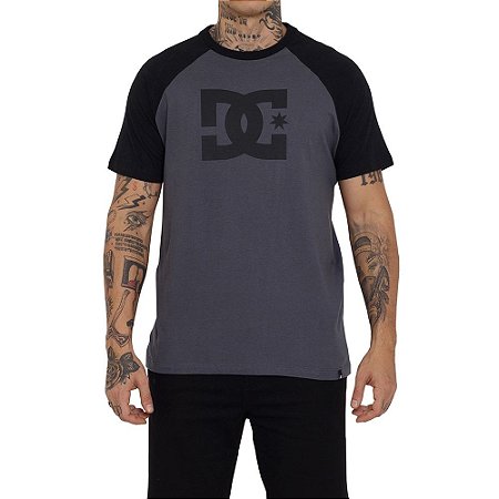 Camiseta DC Shoes DC Star Raglan Masculina Cinza/Preto