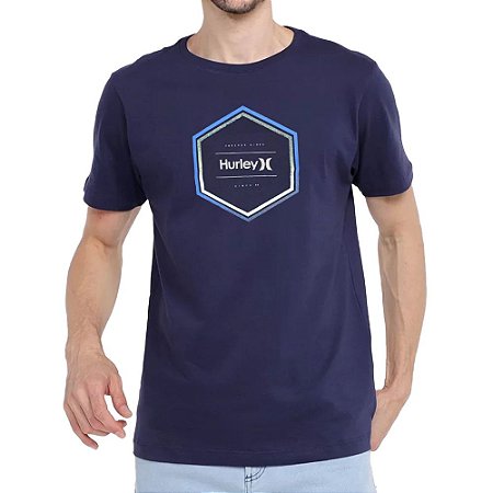 Camiseta Hurley Oversize Hexa Masculina Azul Marinho