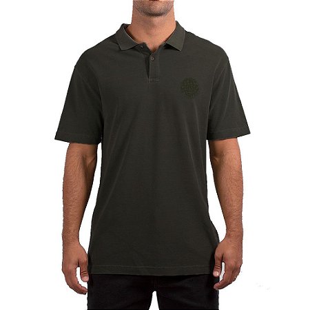 Camisa Polo Rip Curl Round Logo Masculina Preto