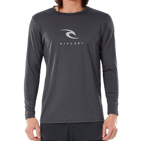 Camiseta Surf Rip Curl Manga Longa Icons Cinza Escuro