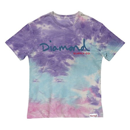 Camiseta Diamond OG Script Tie Dye Masculina Rosa