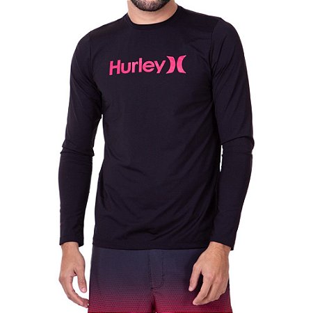 Camiseta Surf Hurley Manga Longa One&Only Masculina Preto