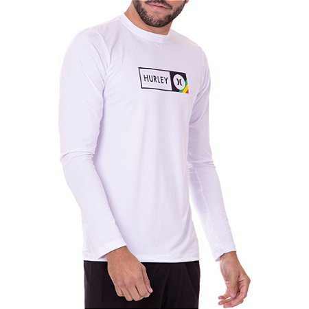 Camiseta Surf Hurley Manga Longa Inbox Masculina Branco